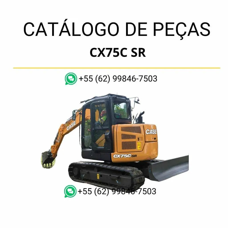 Catálogo de peças Case CX75C SR TIER 4 em PDF, com diagramas OEM detalhados, ilustrações técnicas e lista completa de componentes originais da escavadeira Crawler.