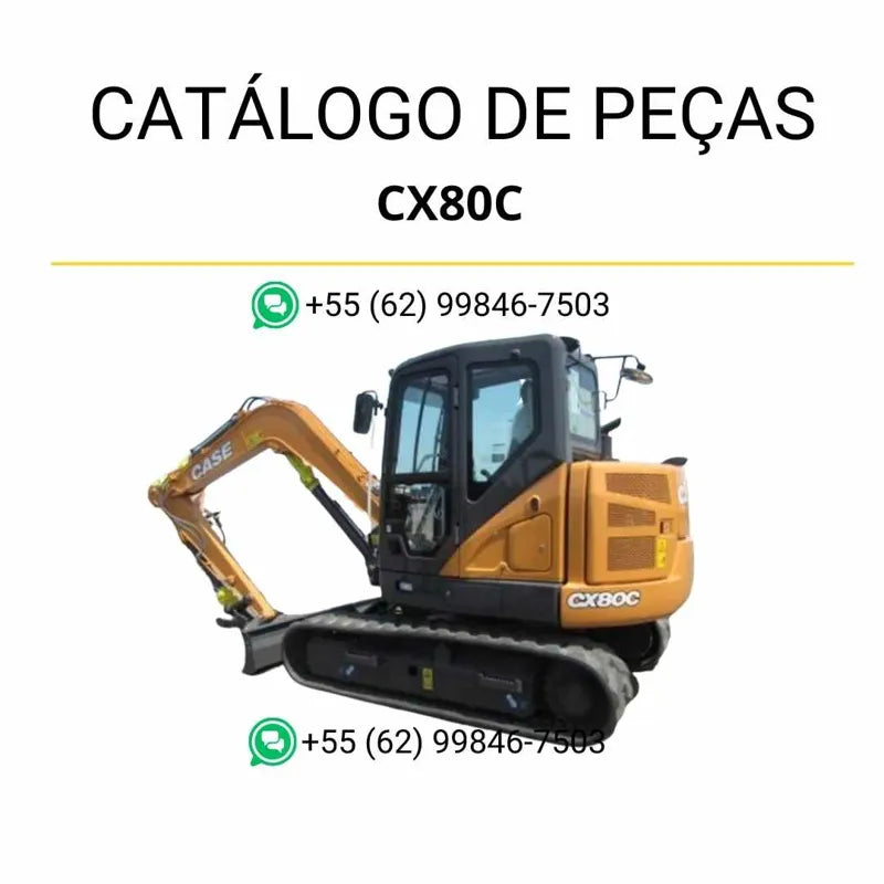 Catálogo de peças Case CX80C TIER 4 em PDF, com ilustrações técnicas completas, diagramas detalhados e lista de componentes originais da escavadeira Crawler.