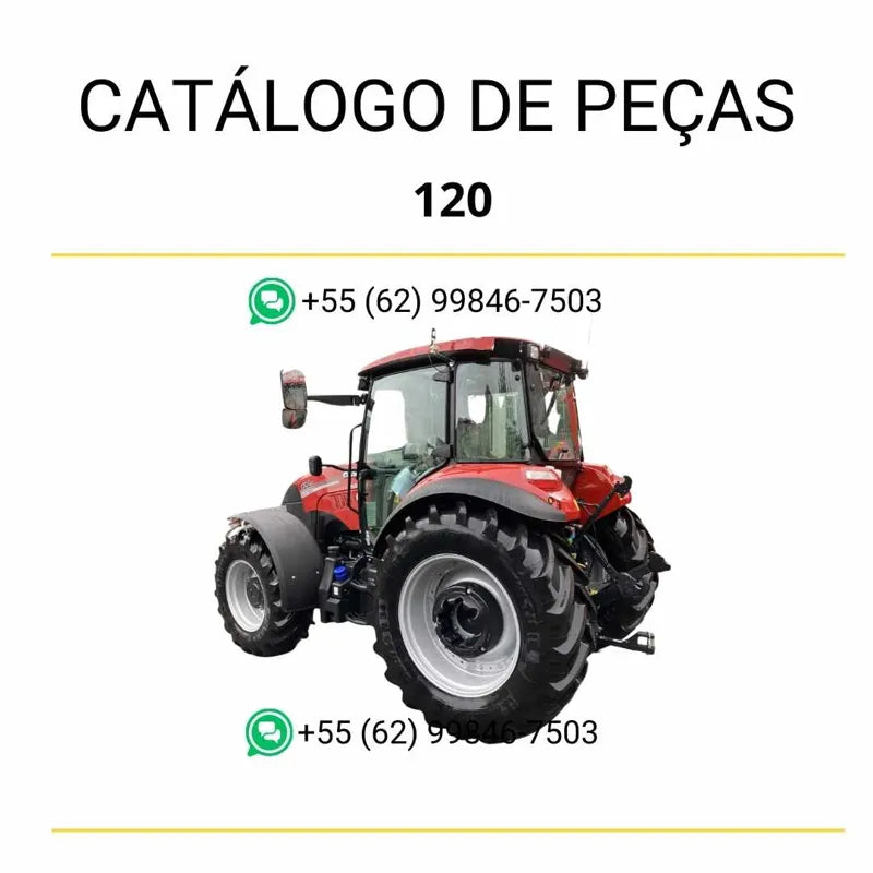 Catálogo de peças do trator Case Farmall 120 (2012–2015) em PDF, com ilustrações técnicas detalhadas e lista completa de componentes originais para manutenção.
