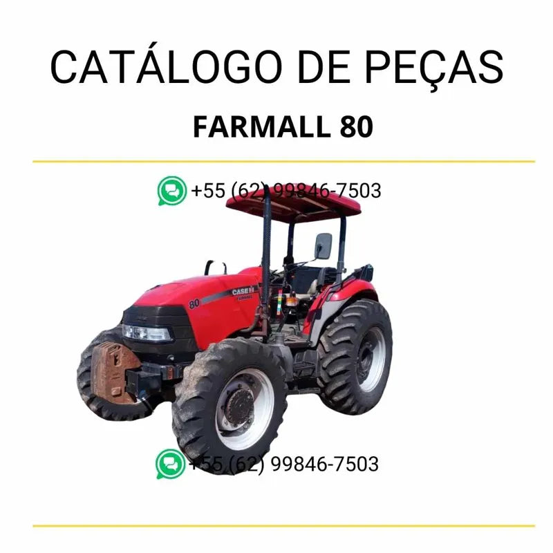 Catálogo de peças do trator Case Farmall 80 em PDF, com ilustrações detalhadas e lista completa de componentes originais para manutenção e reparos.