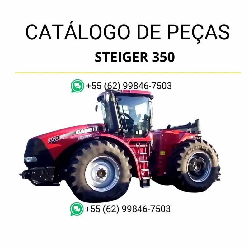 Catálogo de peças CASE IH Steiger 350 Dup Trac 2010-2014 em PDF, com diagramas detalhados e ilustrações técnicas dos sistemas mecânicos do trator.