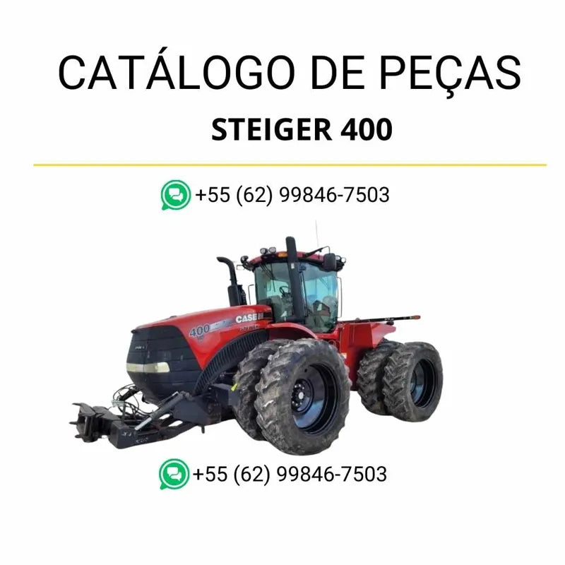 Catálogo de peças CASE IH Steiger 400 Dup Trac 2010-2014 em PDF, com diagramas detalhados, ilustrações técnicas e lista completa de componentes originais do trator.