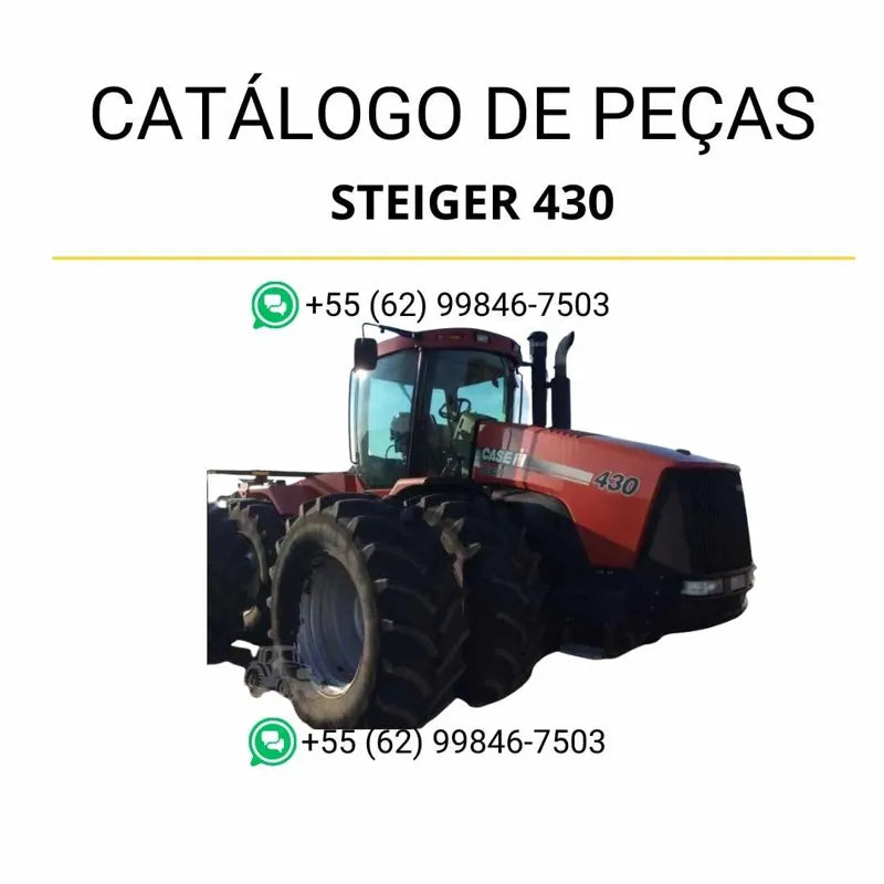 Catálogo de peças CASE IH Steiger 430 4WD (NA) 2006-2007 em PDF, com ilustrações técnicas detalhadas, diagramas explodidos e lista de componentes originais do trator.