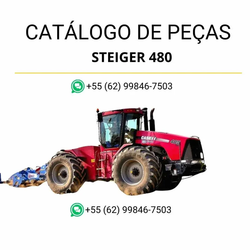 Catálogo de peças CASE IH Steiger 480 4WD (NA) 2006-2007 em PDF, com diagramas técnicos detalhados, vistas explodidas e lista completa de componentes originais.
