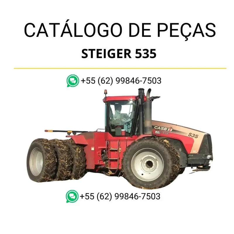 Catálogo de peças CASE IH Steiger 535 Dup Trac 2007-2011 em PDF, com diagramas detalhados, vistas explodidas e lista completa de componentes originais do trator.