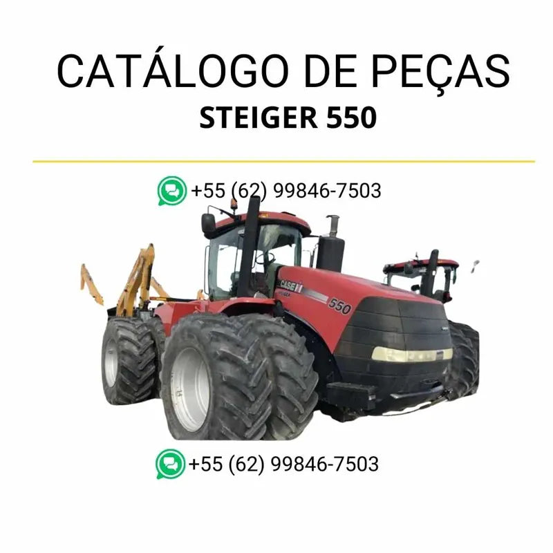 Catálogo de peças CASE IH Steiger 550 Dup Trac 2011-2014 em PDF, com ilustrações técnicas detalhadas, diagramas completos e lista original de componentes do trator.