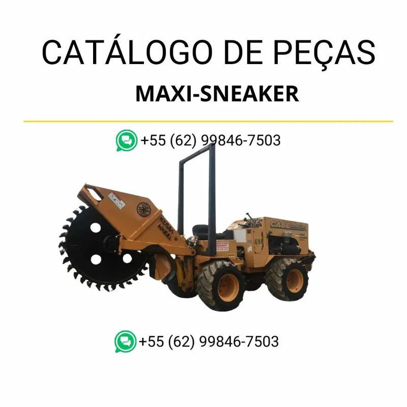 Catálogo de peças CASE Maxi-Sneaker em PDF, trazendo ilustrações técnicas e a lista completa dos componentes da valetadeira