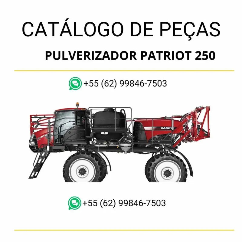 Catálogo de peças do pulverizador Case Patriot 250 em PDF, com diagramas técnicos detalhados e lista completa de componentes originais.