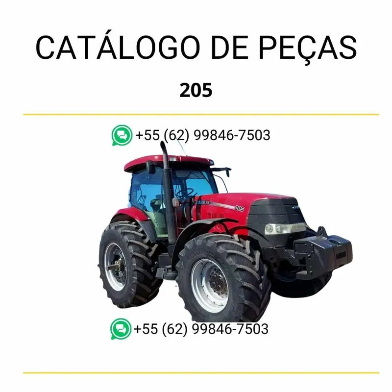 Catálogo de peças do trator Case Puma 205 em PDF, com diagramas técnicos completos, ilustrações detalhadas e lista de componentes originais.