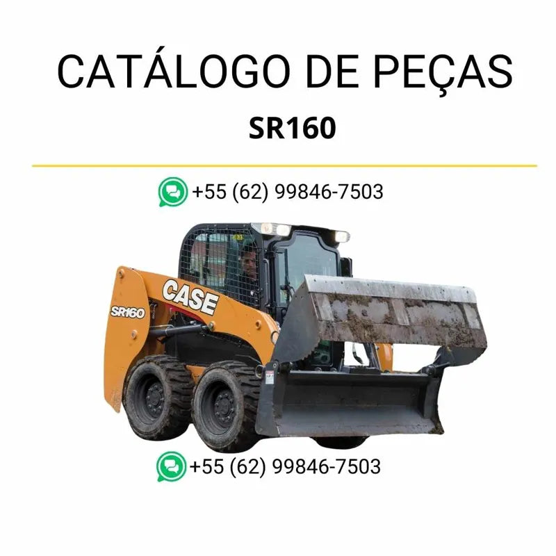 Catálogo de peças CASE SR160 em PDF, com ilustrações técnicas e identificação completa dos componentes da minicarregadeira TIER 4B.