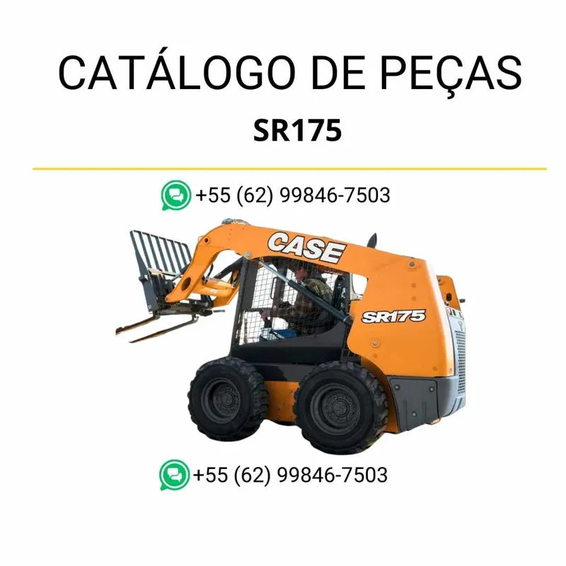 Catálogo de peças CASE SR175 em PDF, com diagramas técnicos e identificação detalhada dos conjuntos da minicarregadeira TIER 4B.