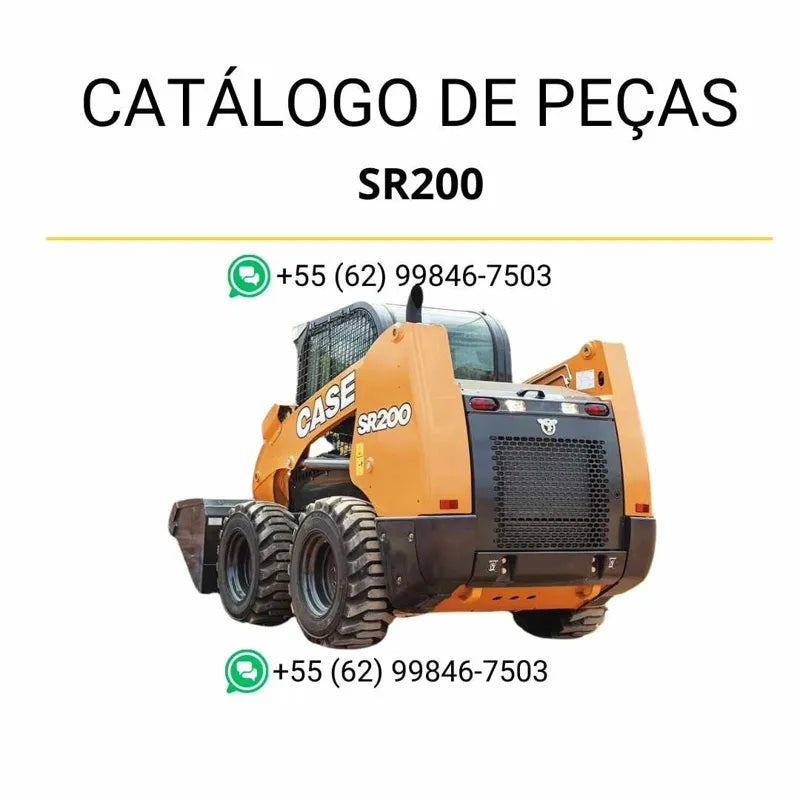 Catálogo de peças CASE SR200 em PDF, com diagramas claros e identificação completa dos componentes da minicarregadora.