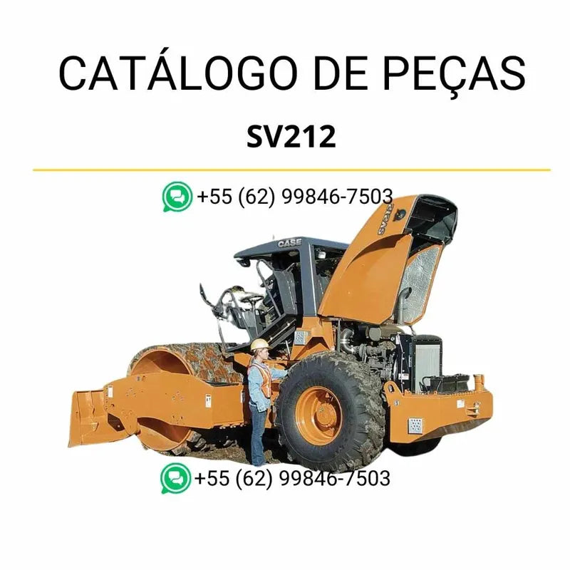 Catálogo de peças CASE SV212 em PDF com detalhes do rolamento vibratório, incluindo ilustrações técnicas e identificação de componentes