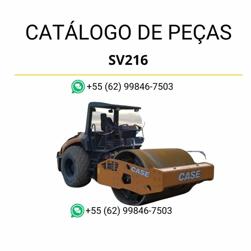 Catálogo de peças CASE SV216 em PDF com informações do rolamento vibratório, incluindo diagramas técnicos e identificação completa de componentes