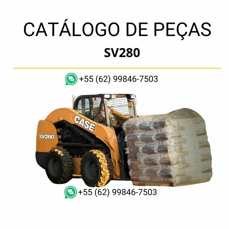 Catálogo de peças CASE SV280 TIER 4B em PDF, com diagramas detalhados e identificação completa dos componentes da minicarregadeira