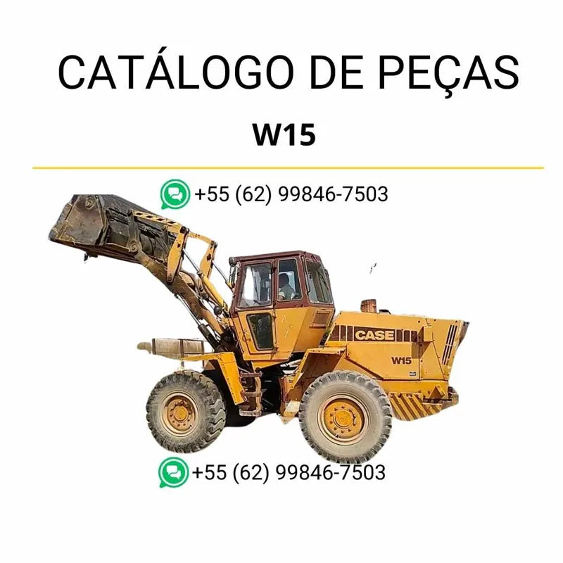 Catálogo de peças CASE W15 em PDF com ilustrações técnicas e lista completa de componentes da carregadeira de rodas ano 1991