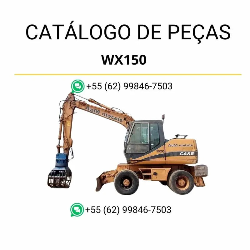 Catálogo de peças CASE WX150 Escavadeira de pneus em PDF com diagramas técnicos detalhados e identificação completa de componentes originais