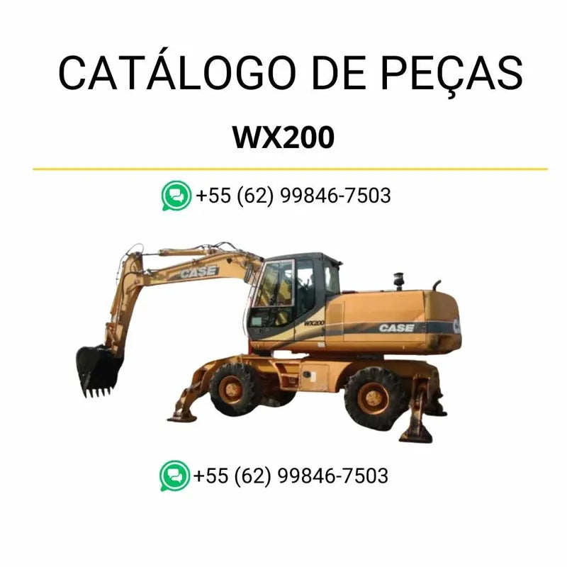 Catálogo de peças CASE WX200 Escavadeira de pneus em PDF com ilustrações técnicas detalhadas e identificação completa dos componentes originais