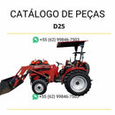 Catálogo de peças CASE IH D25 2000-2002 em PDF, contendo ilustrações técnicas detalhadas, diagramas completos e lista de componentes originais do trator compacto.