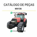 Catálogo de peças CASE IH MX135 Maxxum em PDF, contendo lista detalhada de componentes e ilustrações técnicas