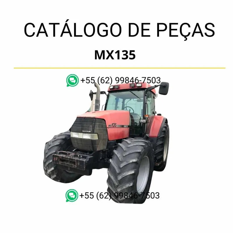 Catálogo de peças CASE IH MX135 Maxxum em PDF, contendo lista detalhada de componentes e ilustrações técnicas