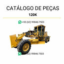 Catálogo de peças Caterpillar 120K em PDF com ilustrações detalhadas e lista completa de componentes originais da motoniveladora para manutenção precisa.
