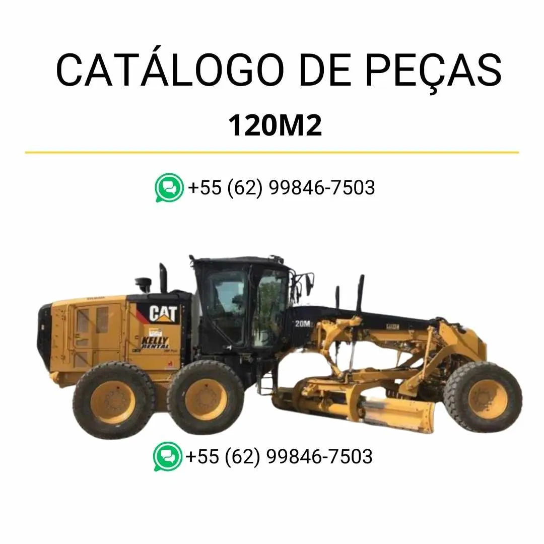 Catálogo de peças Caterpillar 120M2 em PDF com diagramas detalhados e lista completa dos componentes originais da motoniveladora.