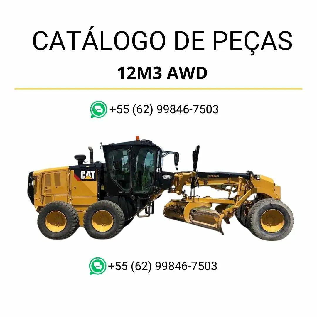 Catálogo de peças Caterpillar 12M3 AWD motoniveladora em PDF com ilustrações técnicas completas e lista detalhada de componentes originais.