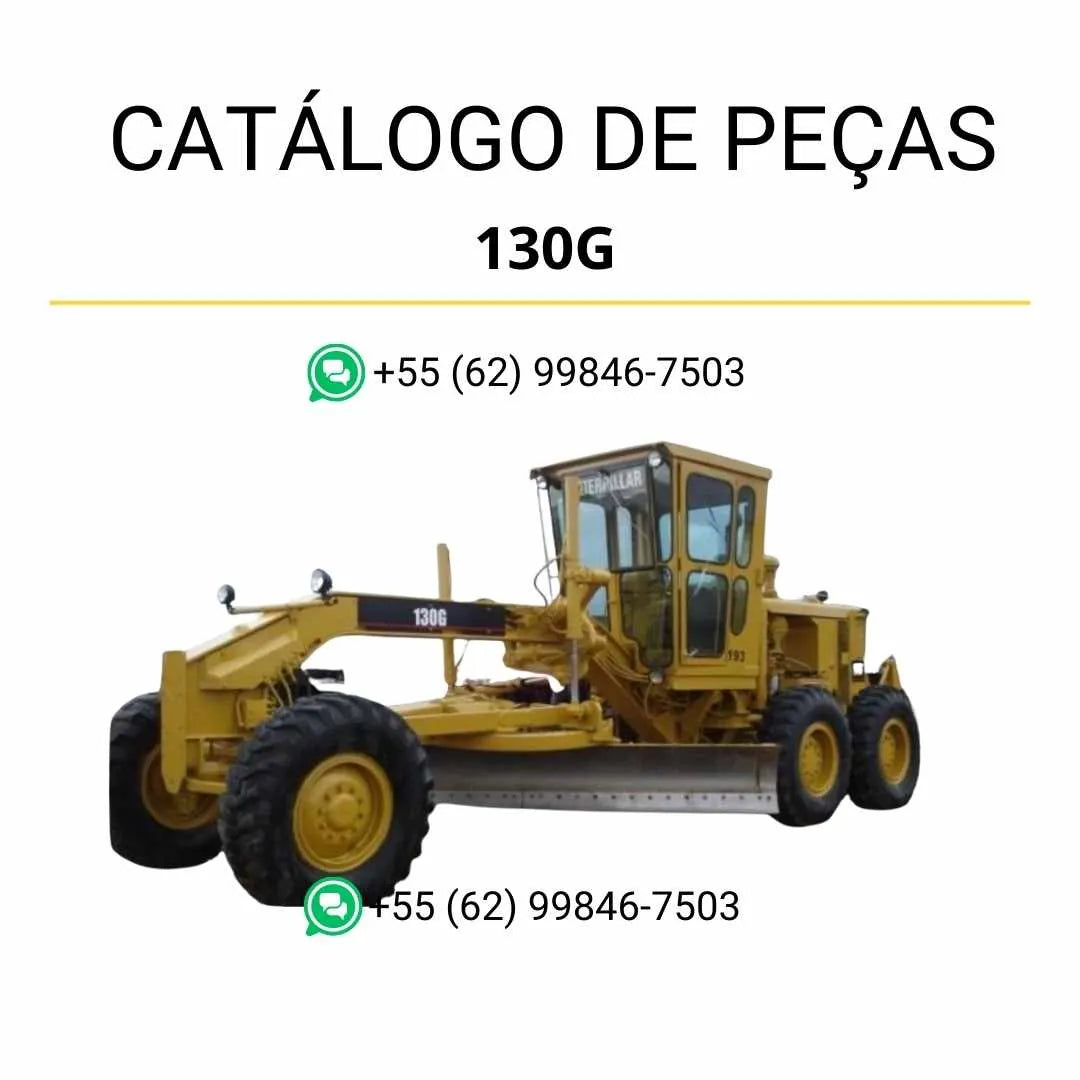 Catálogo de peças Caterpillar 130G em PDF com ilustrações técnicas detalhadas e lista completa dos componentes originais da motoniveladora.
