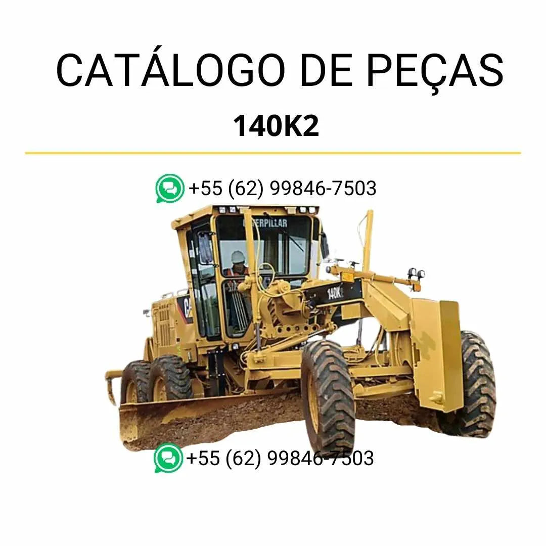 Catálogo de peças Caterpillar 140K2 em PDF com ilustrações técnicas detalhadas e identificação completa dos componentes originais da motoniveladora.