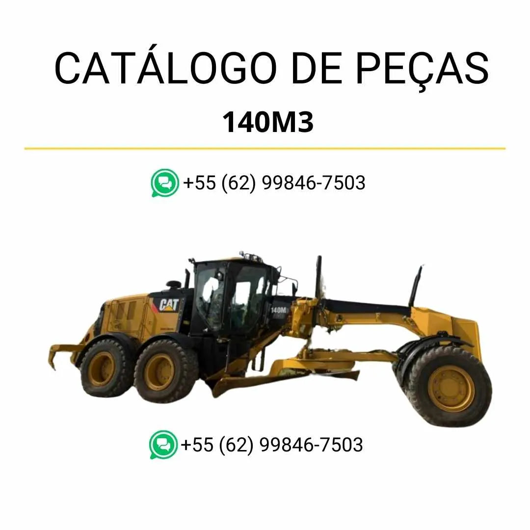 Catálogo de peças Caterpillar 140M3 AWD em PDF com diagramas técnicos detalhados e lista completa dos componentes originais da motoniveladora.