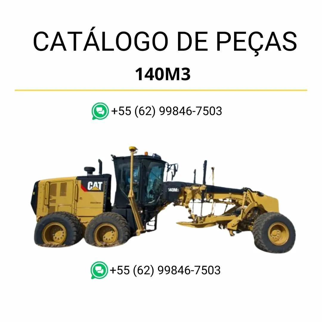 Catálogo de peças Caterpillar 140M3 em PDF com ilustrações técnicas detalhadas e identificação completa dos componentes originais da motoniveladora.
