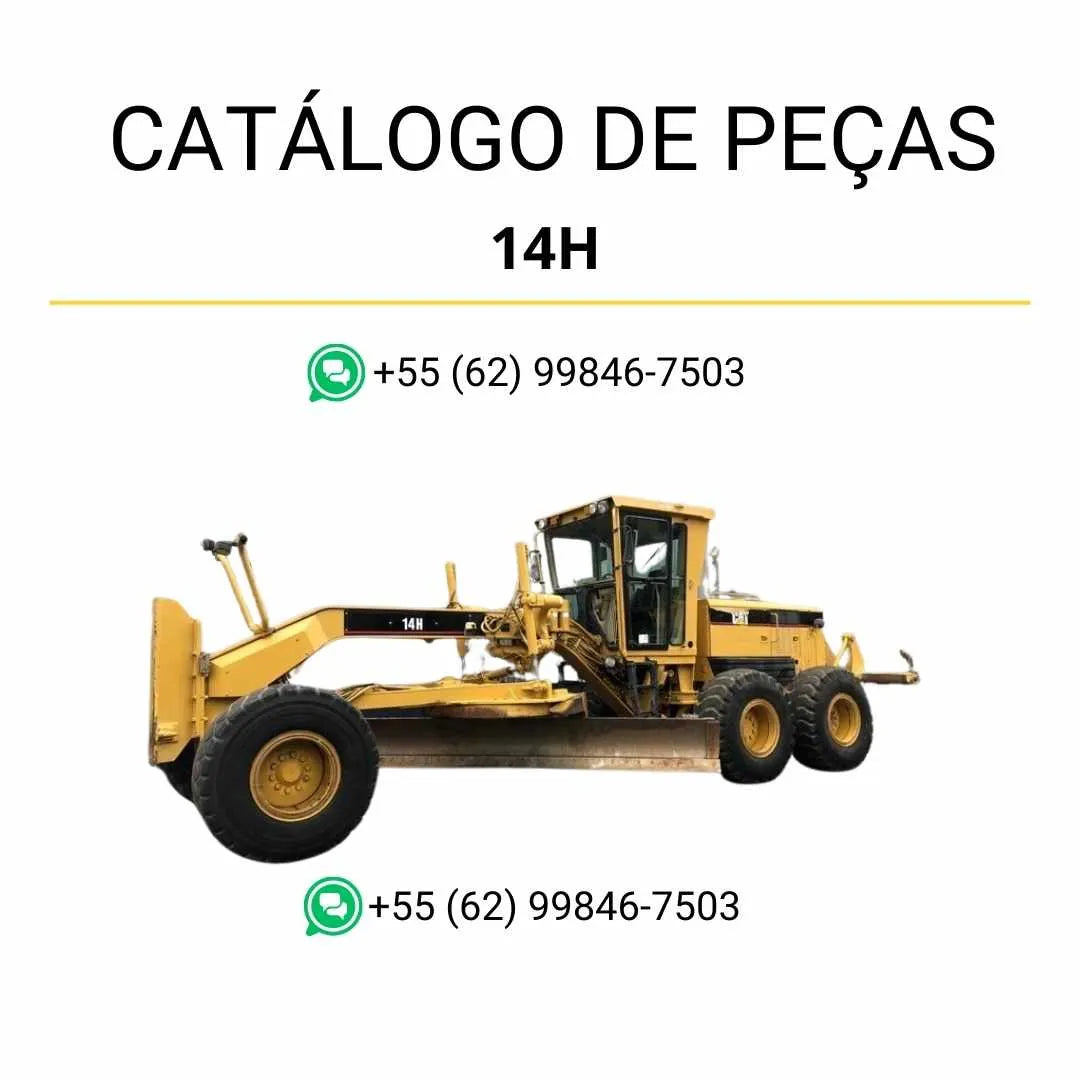 Catálogo de peças Caterpillar 14H motoniveladora em PDF com ilustrações técnicas e lista completa de componentes originais para reposição.
