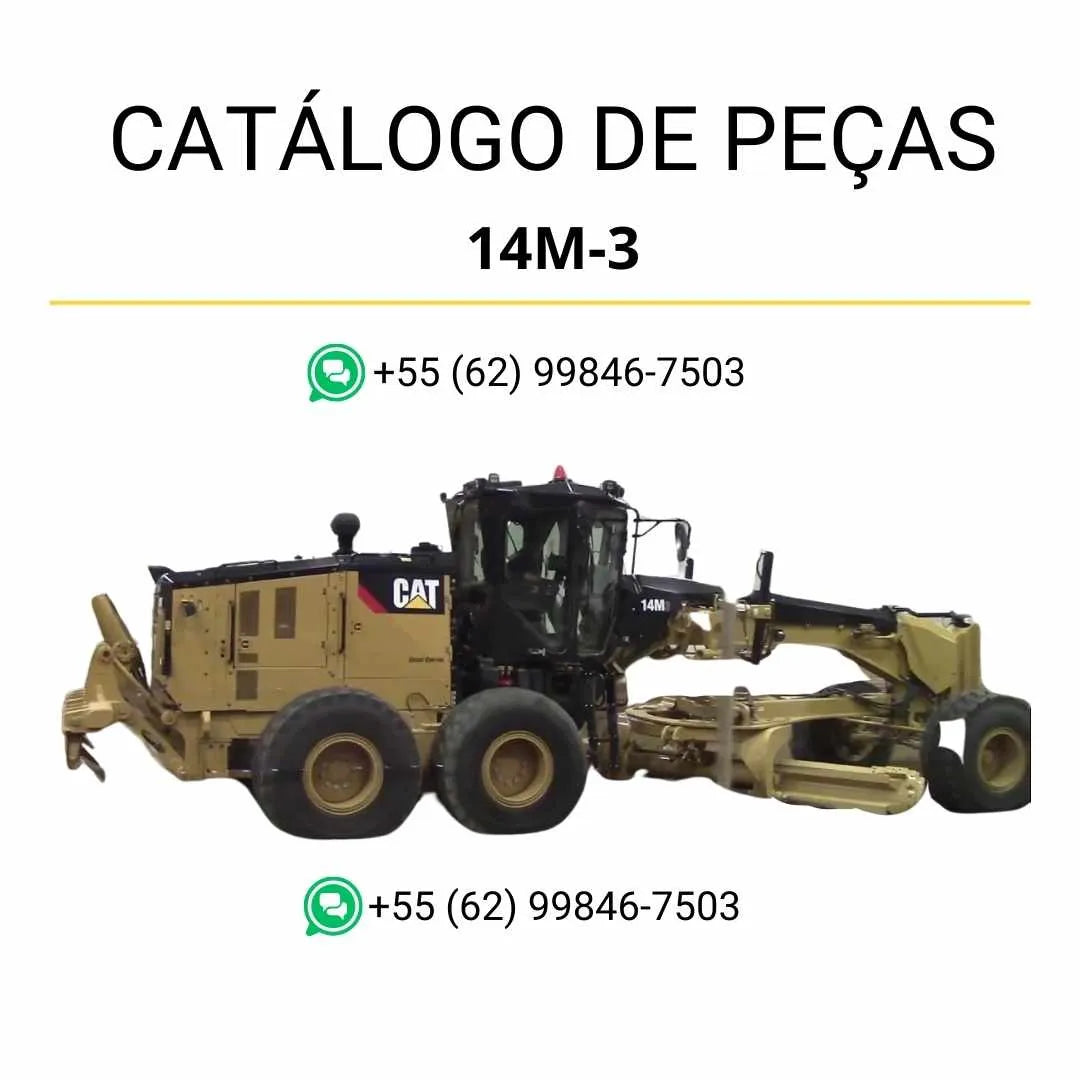 Catálogo de peças Caterpillar 14M3 motoniveladora em PDF com ilustrações técnicas detalhadas e referência completa dos componentes originais.