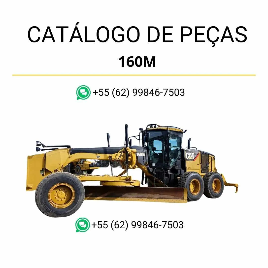 Catálogo de peças Caterpillar 160M em PDF com diagramas técnicos e lista completa dos componentes originais da motoniveladora.