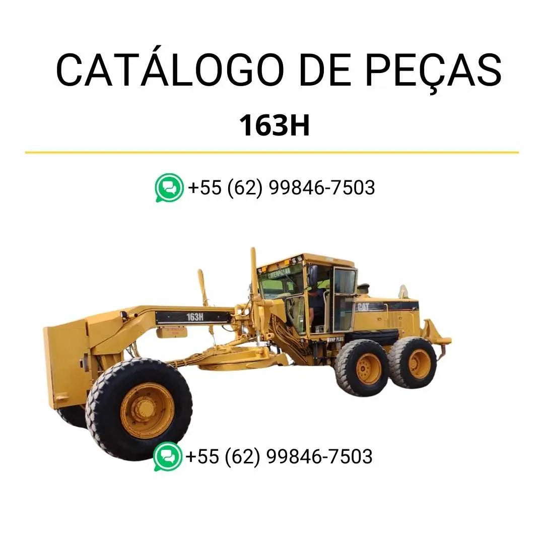 Catálogo de peças Caterpillar 163H em PDF com diagramas técnicos e identificação detalhada dos componentes originais da motoniveladora.
