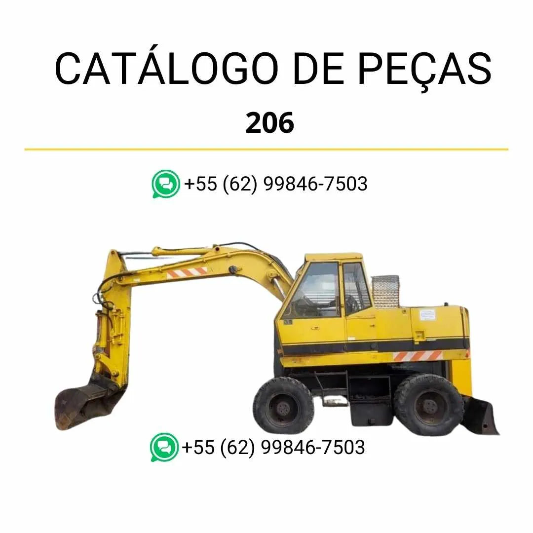 Catálogo de peças Caterpillar 206 escavadeira em PDF com diagramas técnicos detalhados e lista completa de componentes originais.