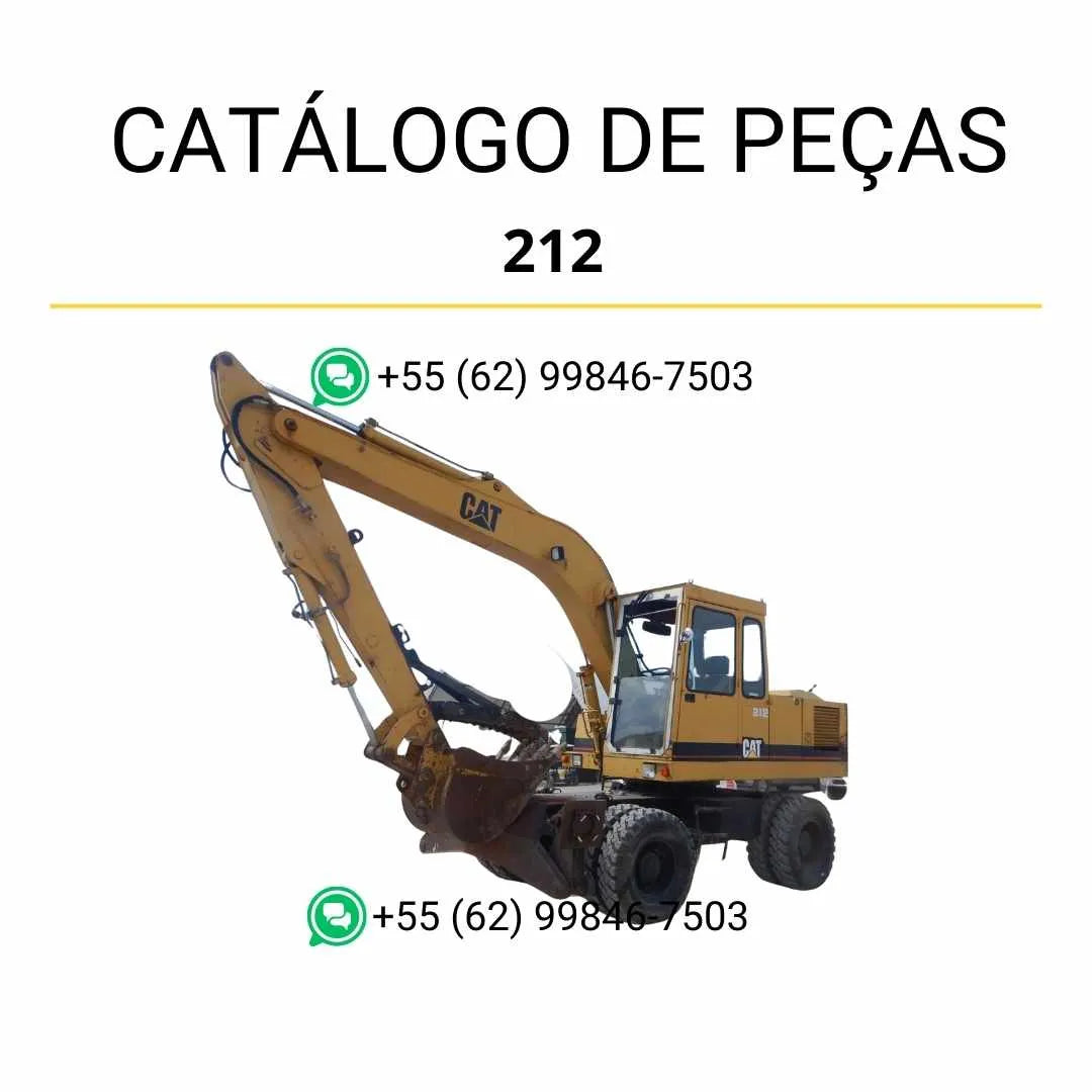 Catálogo de peças Caterpillar 212 escavadeira em PDF com ilustrações técnicas detalhadas e códigos originais de componentes.