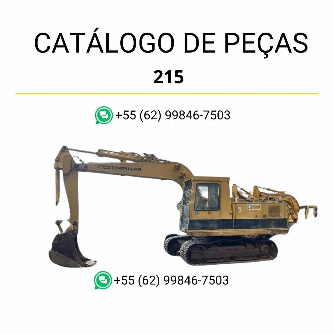 Catálogo de peças Caterpillar 215 em PDF com ilustrações técnicas detalhadas e lista completa de componentes originais da escavadeira.