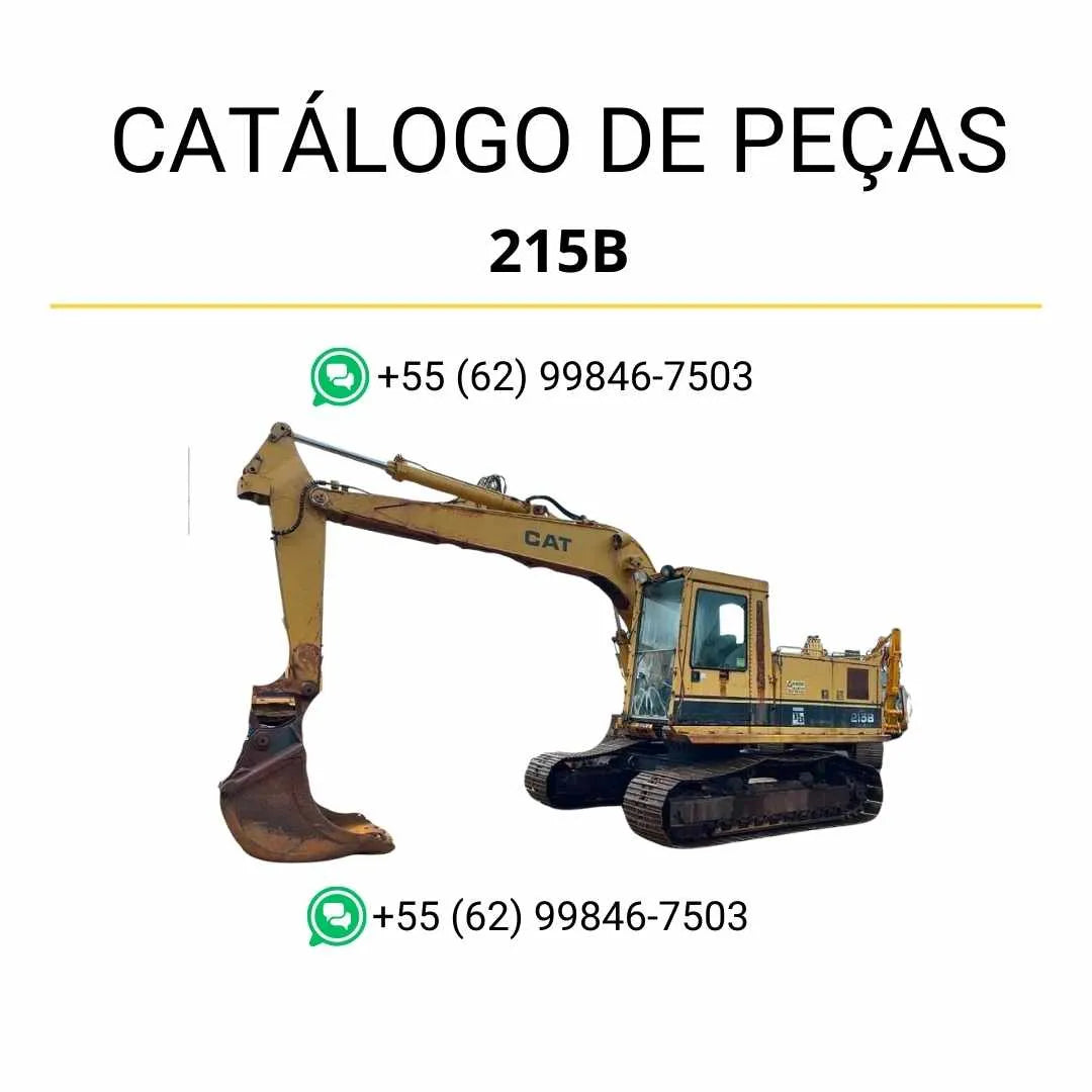 Catálogo de peças Caterpillar 215B em PDF com diagramas detalhados e lista completa de componentes originais da escavadeira.