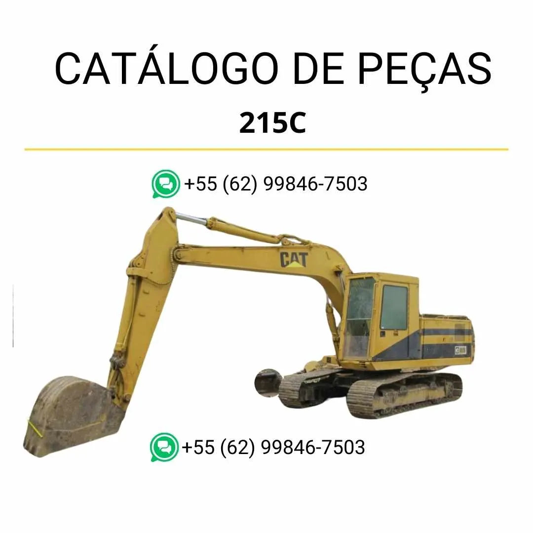 Catálogo de peças Caterpillar 215C em PDF, com ilustrações detalhadas e lista completa de componentes originais da escavadeira.