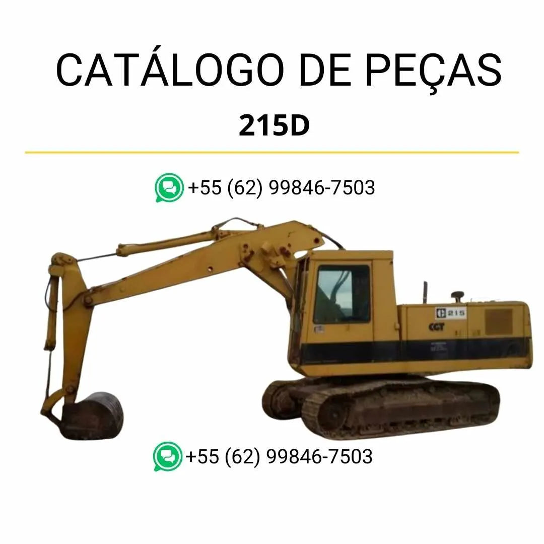 Catálogo de peças Caterpillar 215D para escavadeira em PDF, com diagramas técnicos detalhados e lista completa de componentes originais.