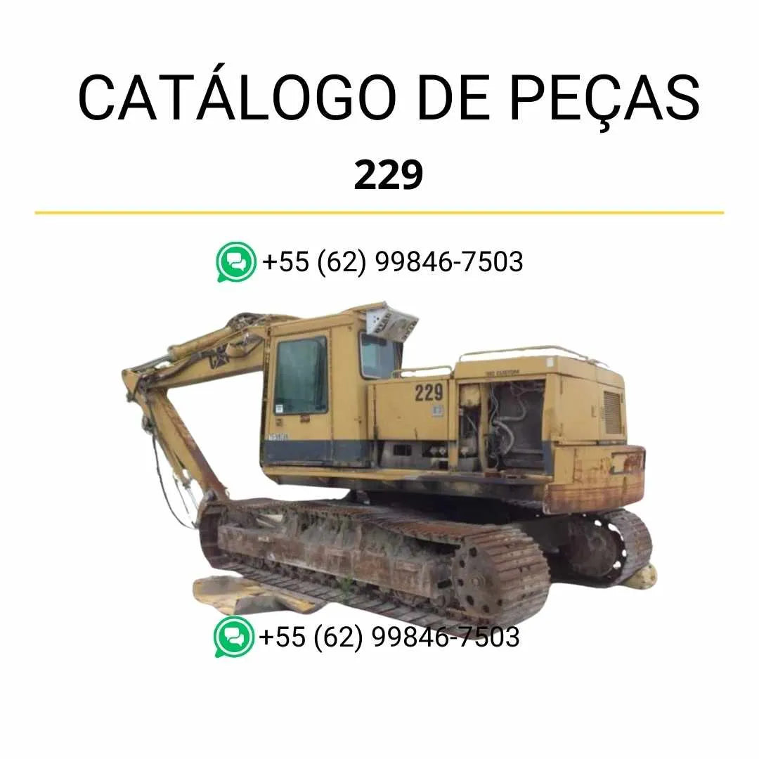 Catálogo de peças Caterpillar 229 em PDF para escavadeira, com vistas explodidas, códigos originais e ilustrações detalhadas.