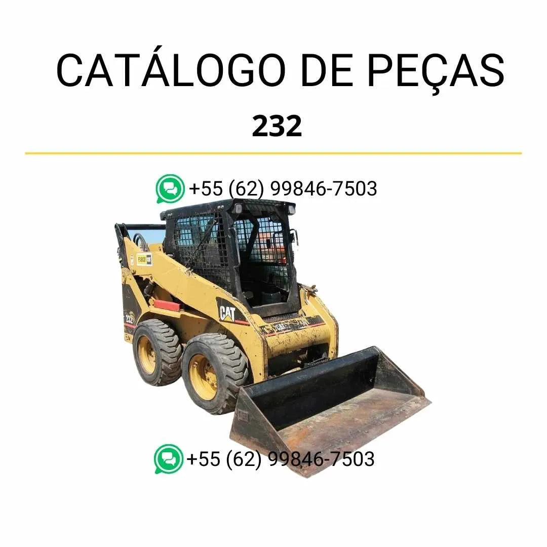 Catálogo de peças Caterpillar 232 em PDF com ilustrações detalhadas e lista completa de componentes originais da mini carregadeira.