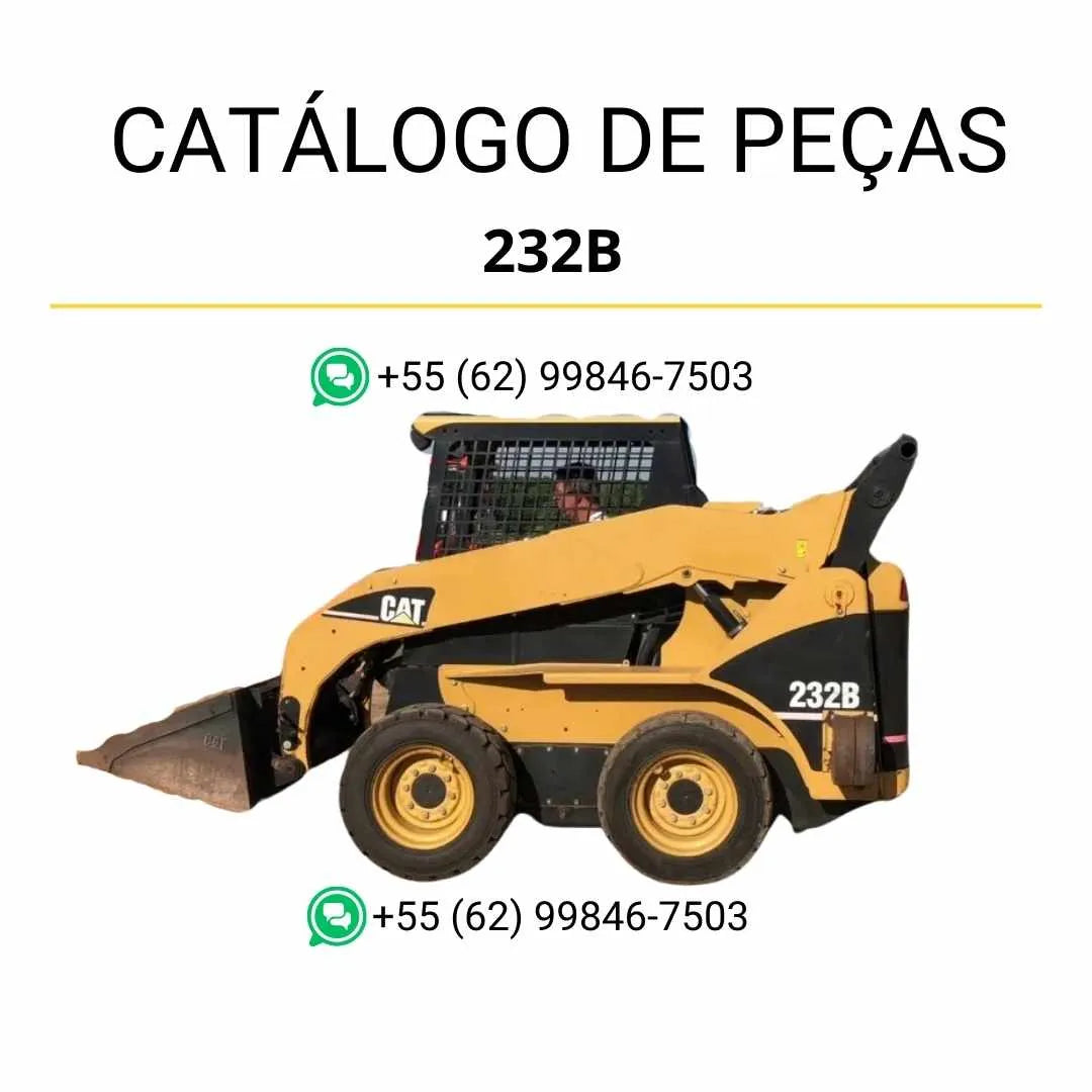 Catálogo de peças Caterpillar 232B em PDF com diagramas técnicos completos e identificação precisa de componentes originais da mini carregadeira.