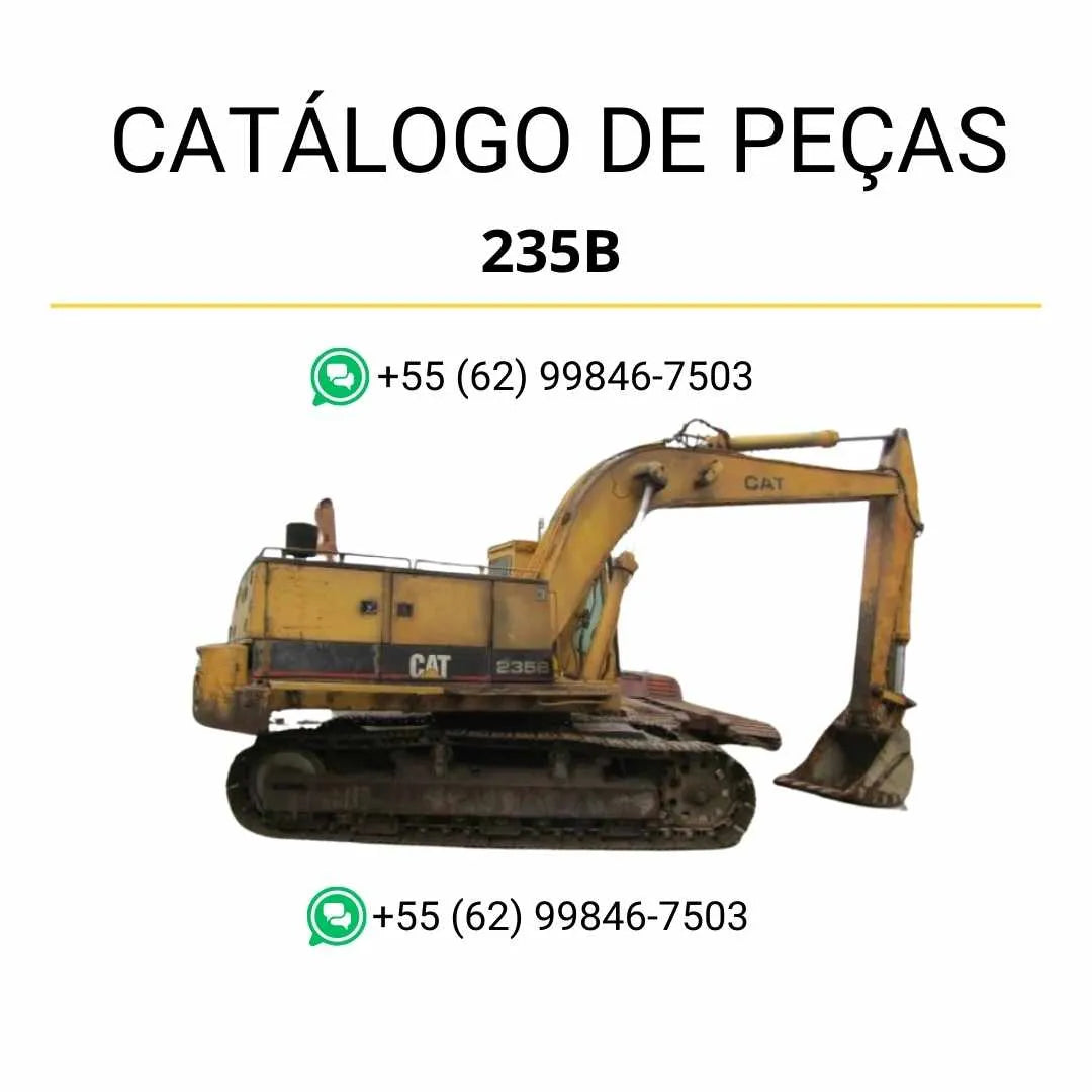 Catálogo de peças Caterpillar 235B em PDF, com ilustrações técnicas detalhadas e identificação completa dos componentes originais da escavadeira.