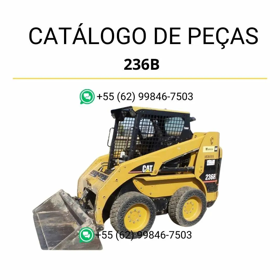 Catálogo de peças Caterpillar 236B em PDF com ilustrações detalhadas e identificação precisa de componentes originais da mini carregadeira.