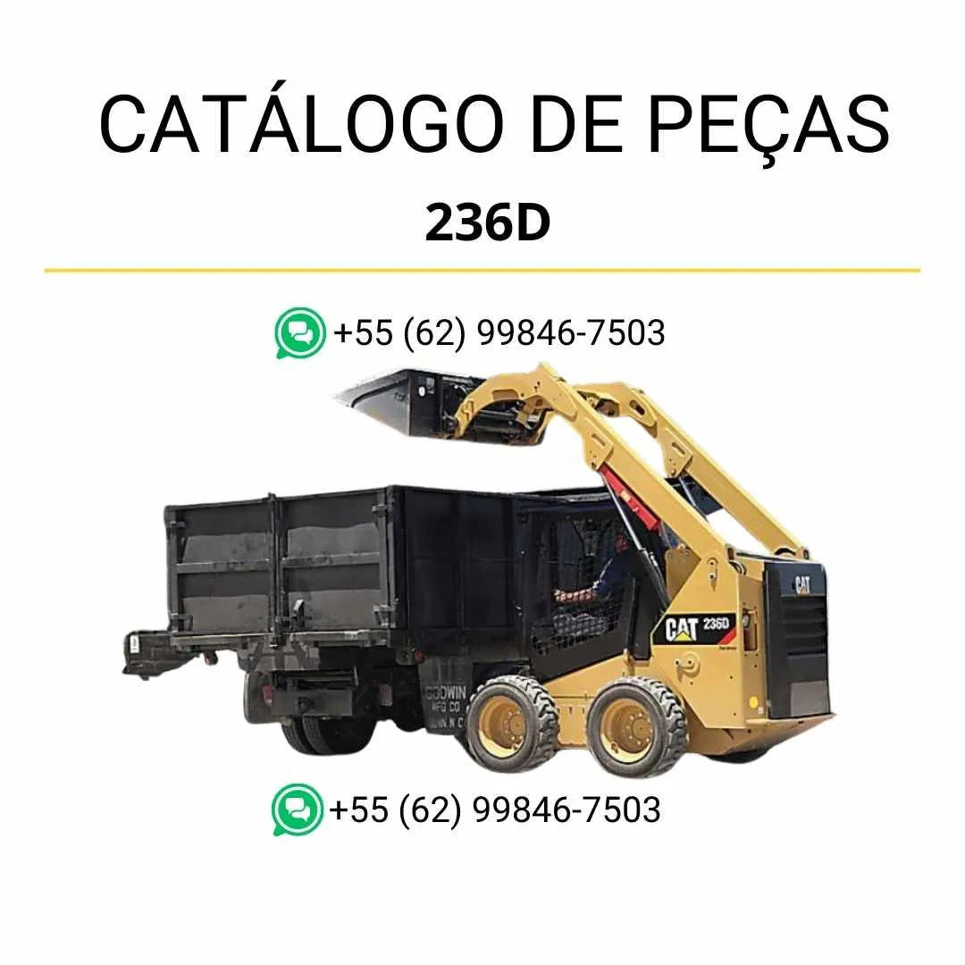 Catálogo de peças Caterpillar 236D em PDF com ilustrações técnicas e lista de componentes originais da mini carregadeira.