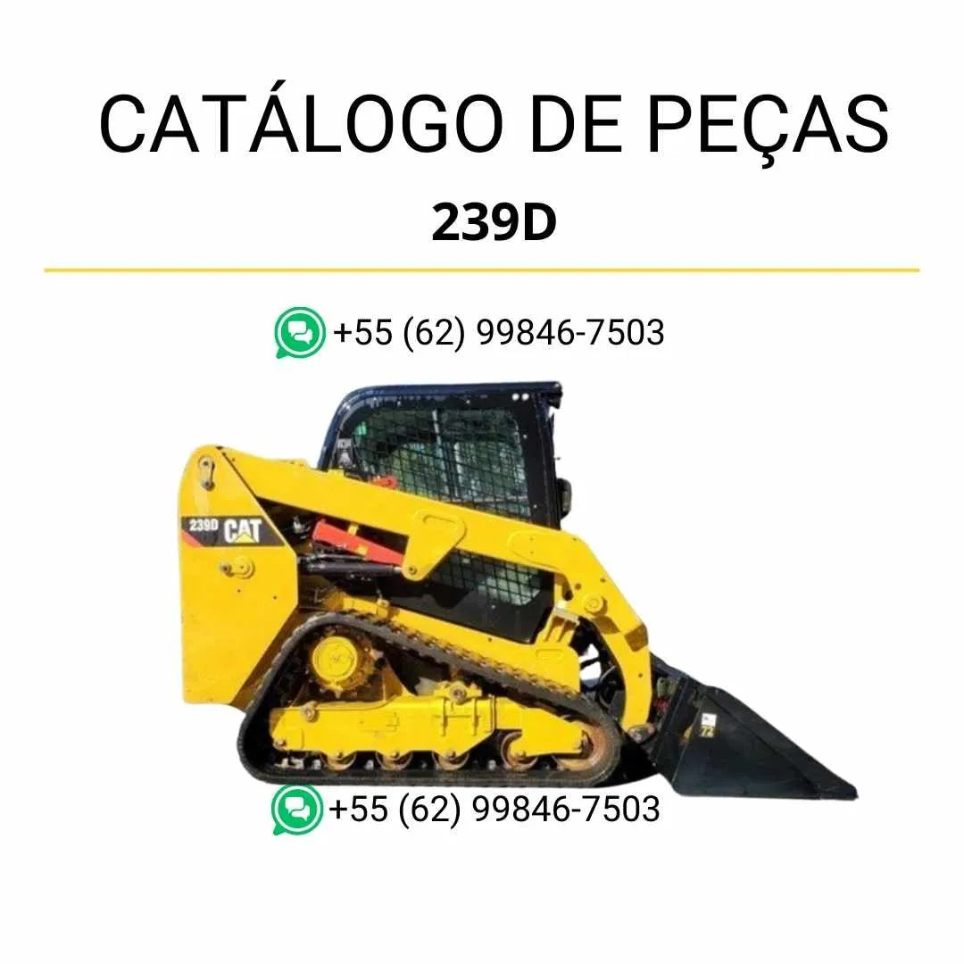 Catálogo de peças Caterpillar 239D em PDF com ilustrações detalhadas e lista completa de componentes originais da mini carregadeira compacta.