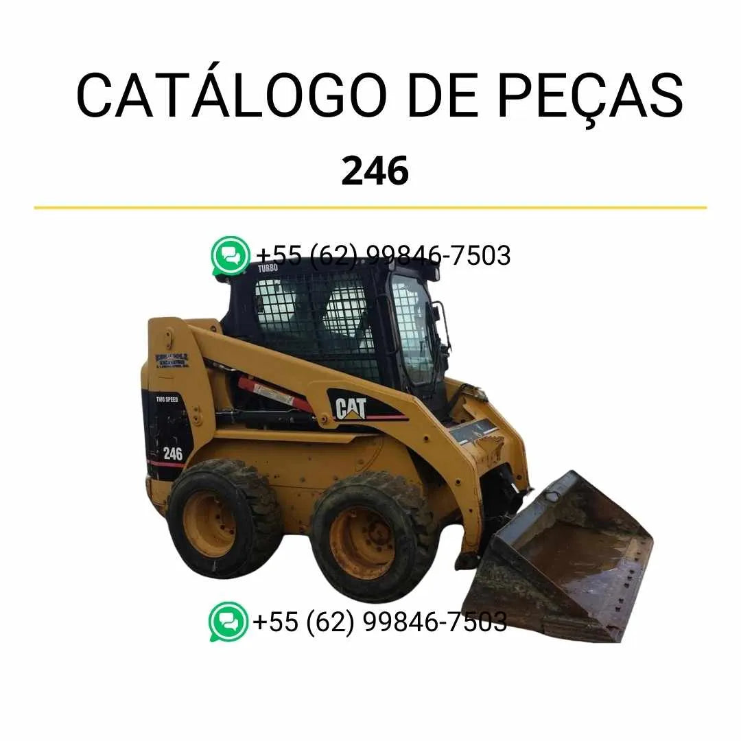 Catálogo de peças Caterpillar 246 em PDF com ilustrações técnicas detalhadas e identificação completa dos componentes originais da mini carregadeira.